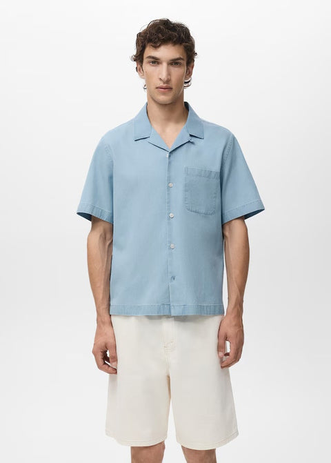 Mango shirt chambreh in light denim