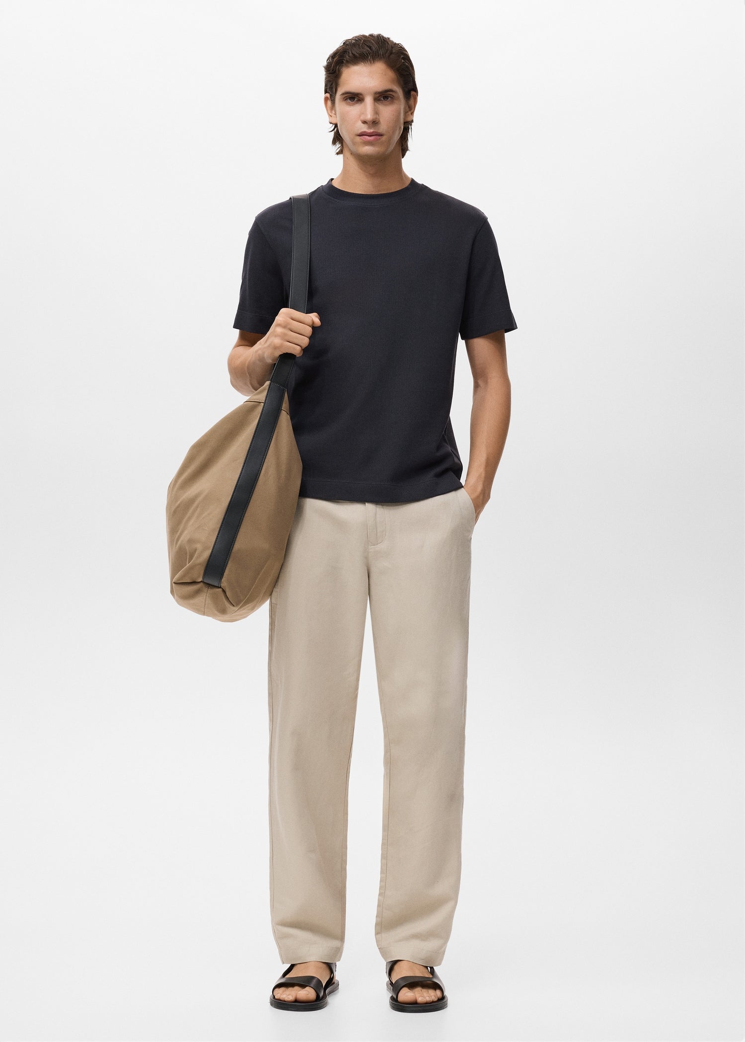 Mango t-shirt algarvet in Navy - 99999999_01