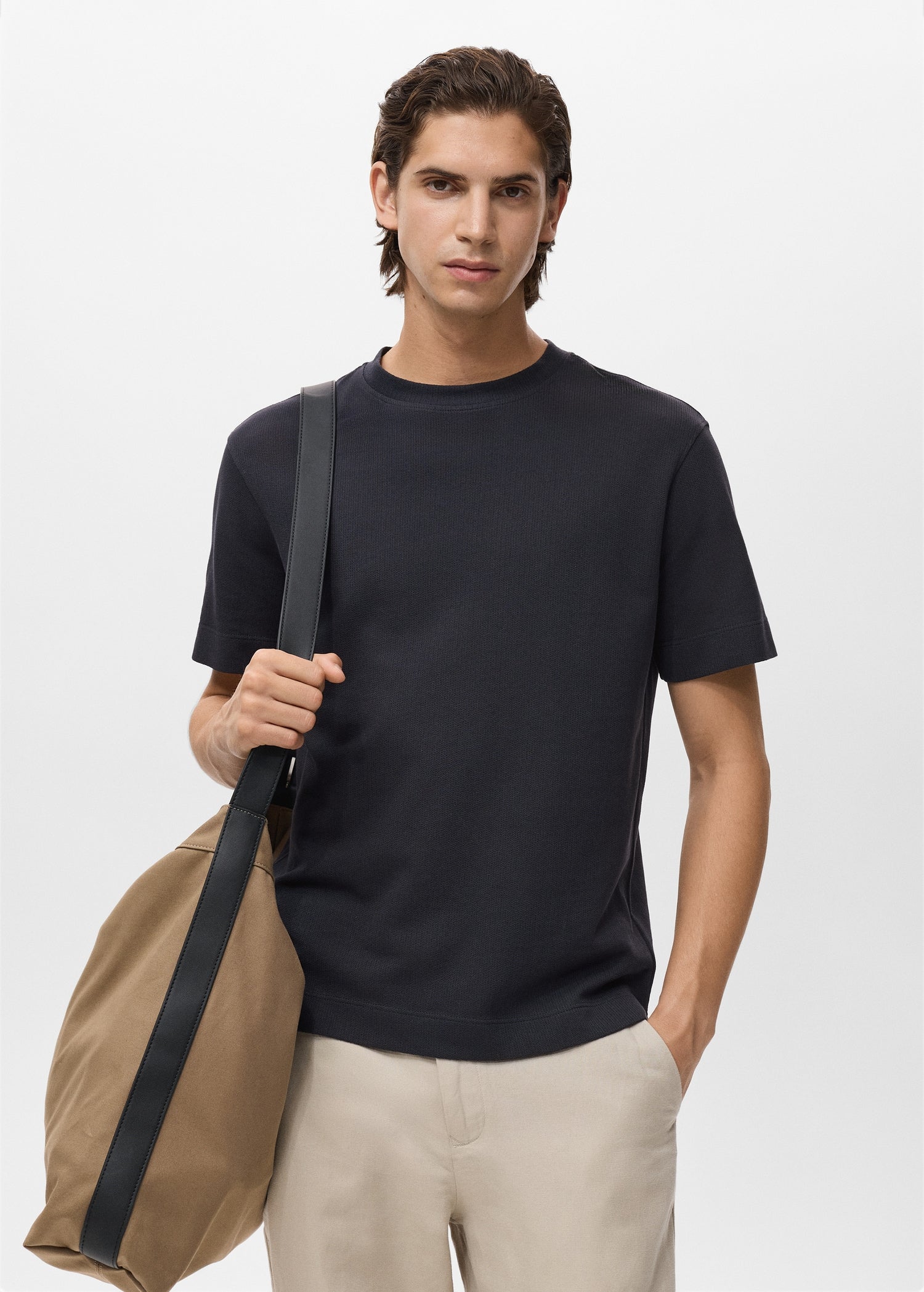 Mango t-shirt algarvet in Navy