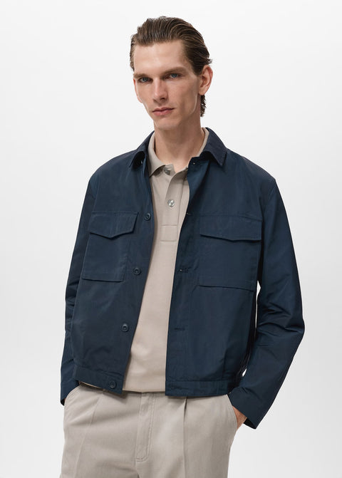 Mango jacket iago in petroleum blue