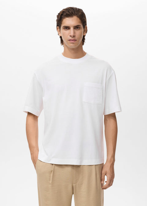 Mango t-shirt single in off white