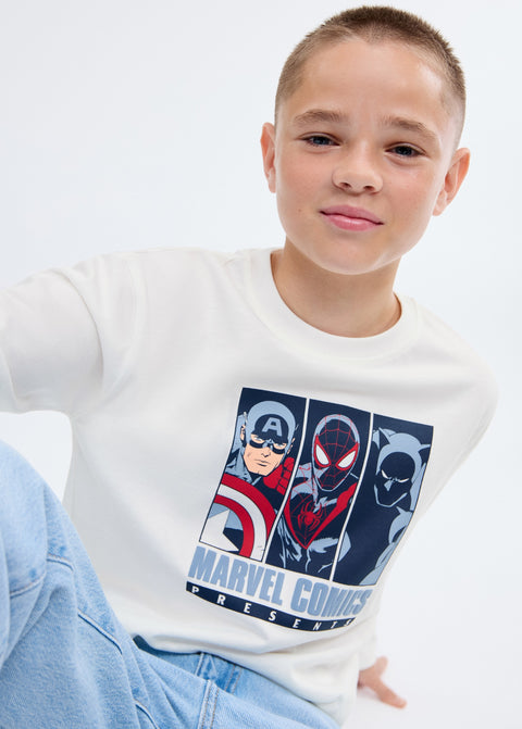 Mango t-shirt avecomic in off white
