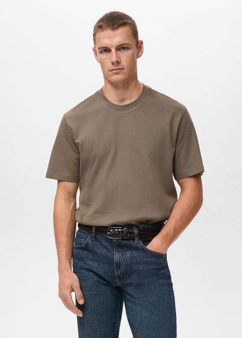 Mango t-shirt kimi in taupe