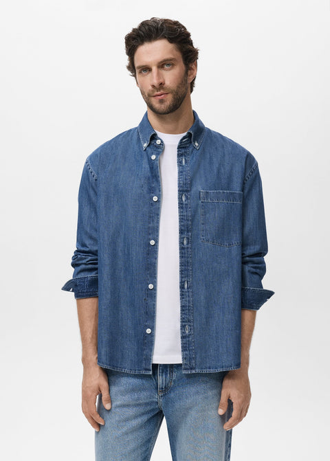 Mango shirt marzio in medium denim