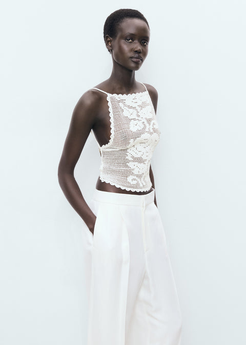 Mango top floreta in off white