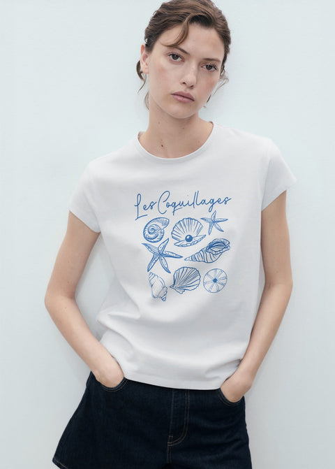 Mango t-shirt illustra in blue