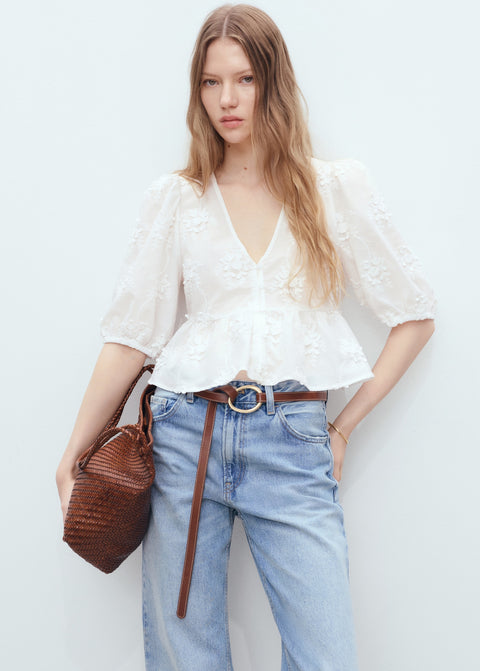 Mango blouse swirly in off white