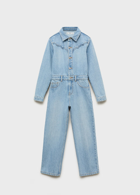Mango jumpsuit worker in light denim