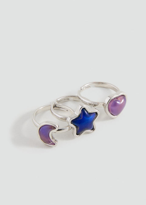 Mango ring mood in silver