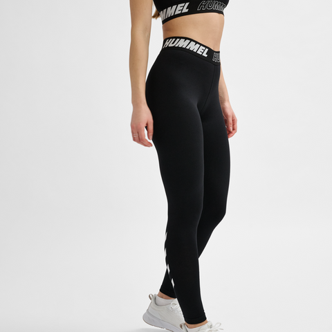 Hummel hmlTE maja mid waist cotton tights in black