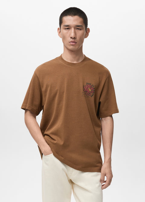 Mango t-shirt chesterh in tobacco