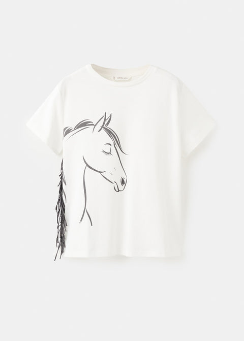 Mango t-shirt horse in off white