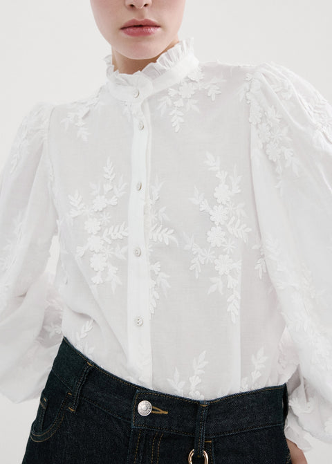 Mango blouse rufla in off white