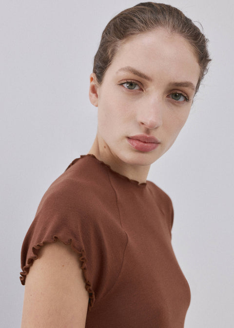 Mango t-shirt curlita in brown