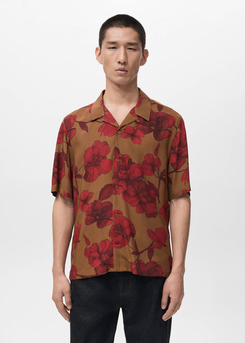 Mango shirt flor in red