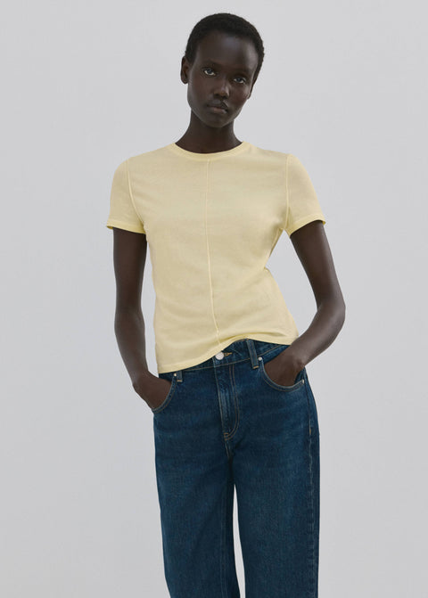 Mango t-shirt coulan in pastel yellow
