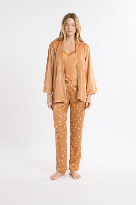 Etam belleh - pyjama 3 pieces in imp fd marron