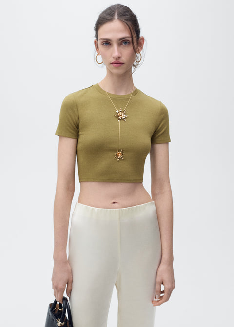 Mango t-shirt basic in khaki