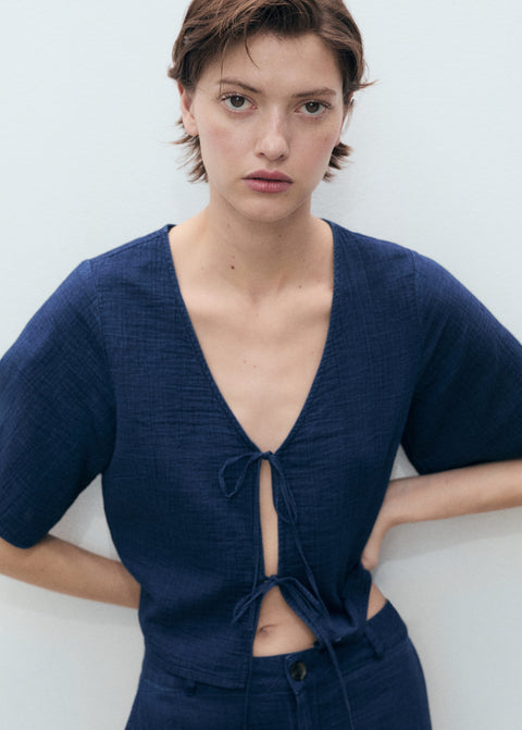 Mango top naxos in midnight blue