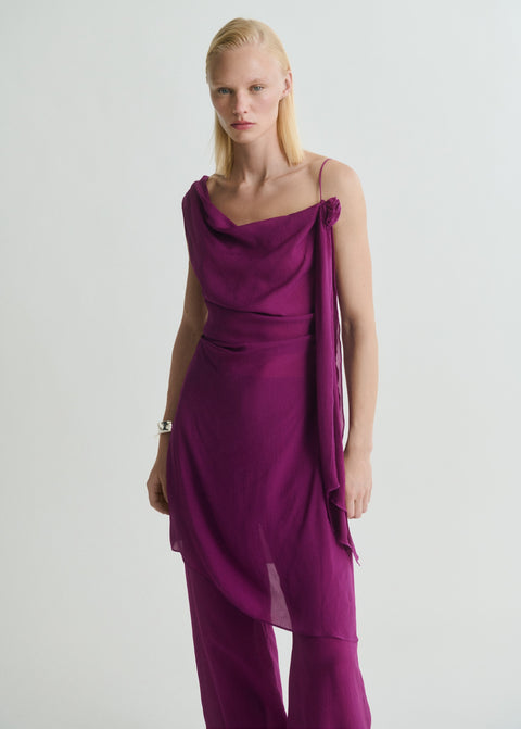 Mango top floris in purple brown
