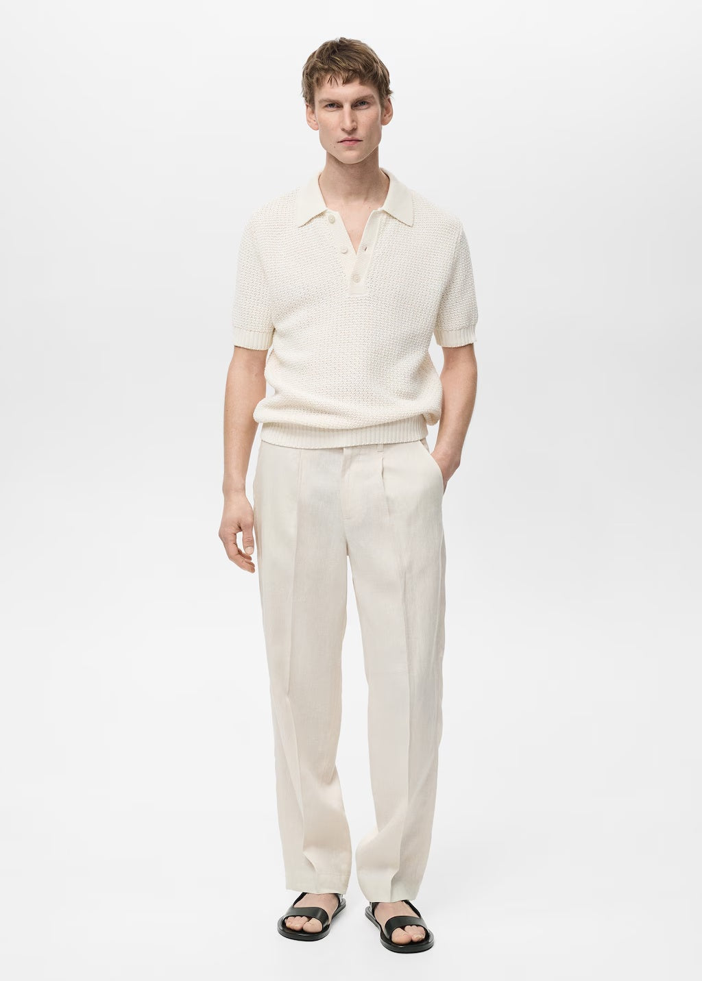 Mango trousers nikos in ivory - 99999999_01