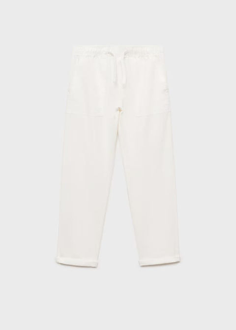 Mango trousers bambu in white