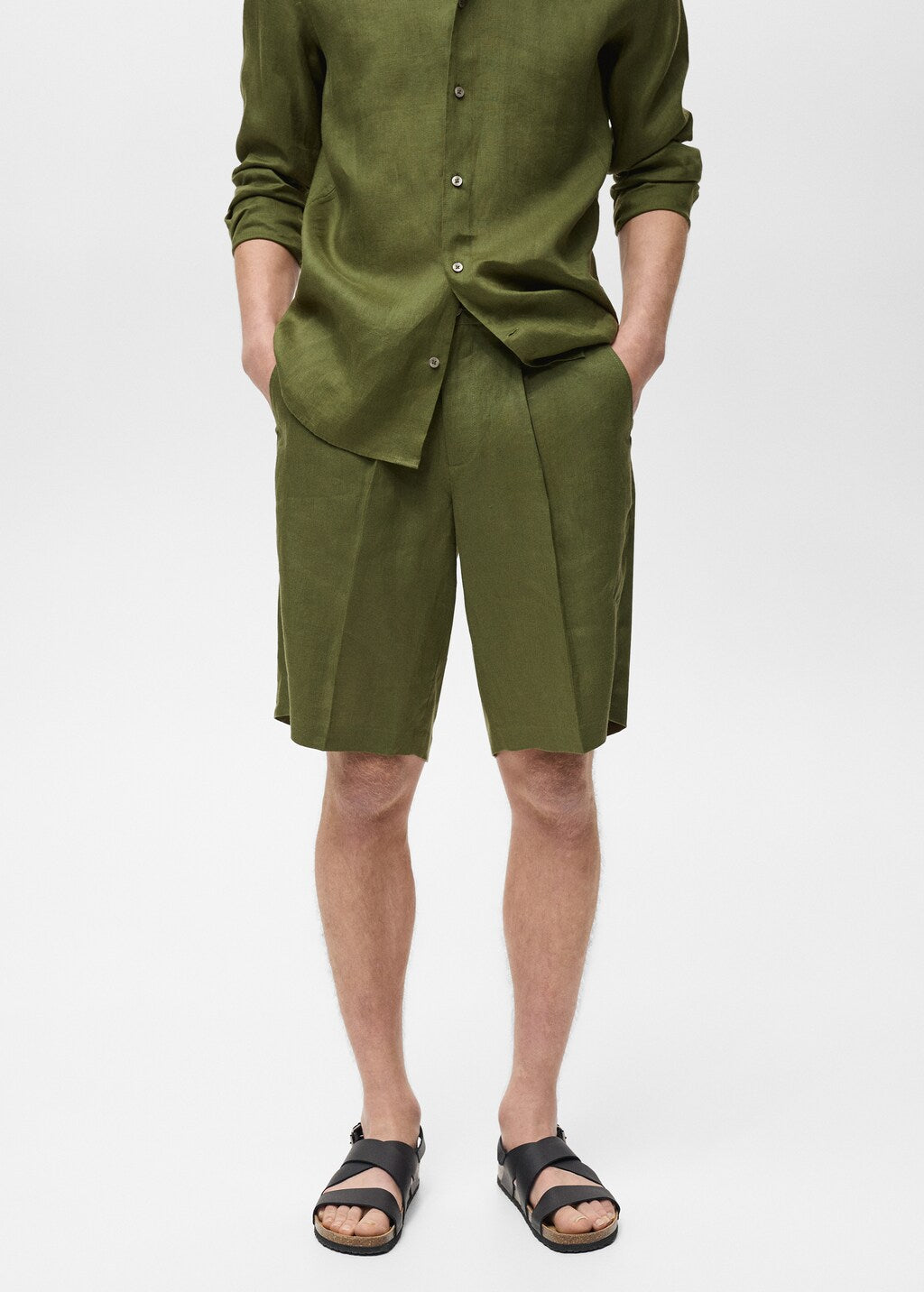 Mango bermudas yorgos in green