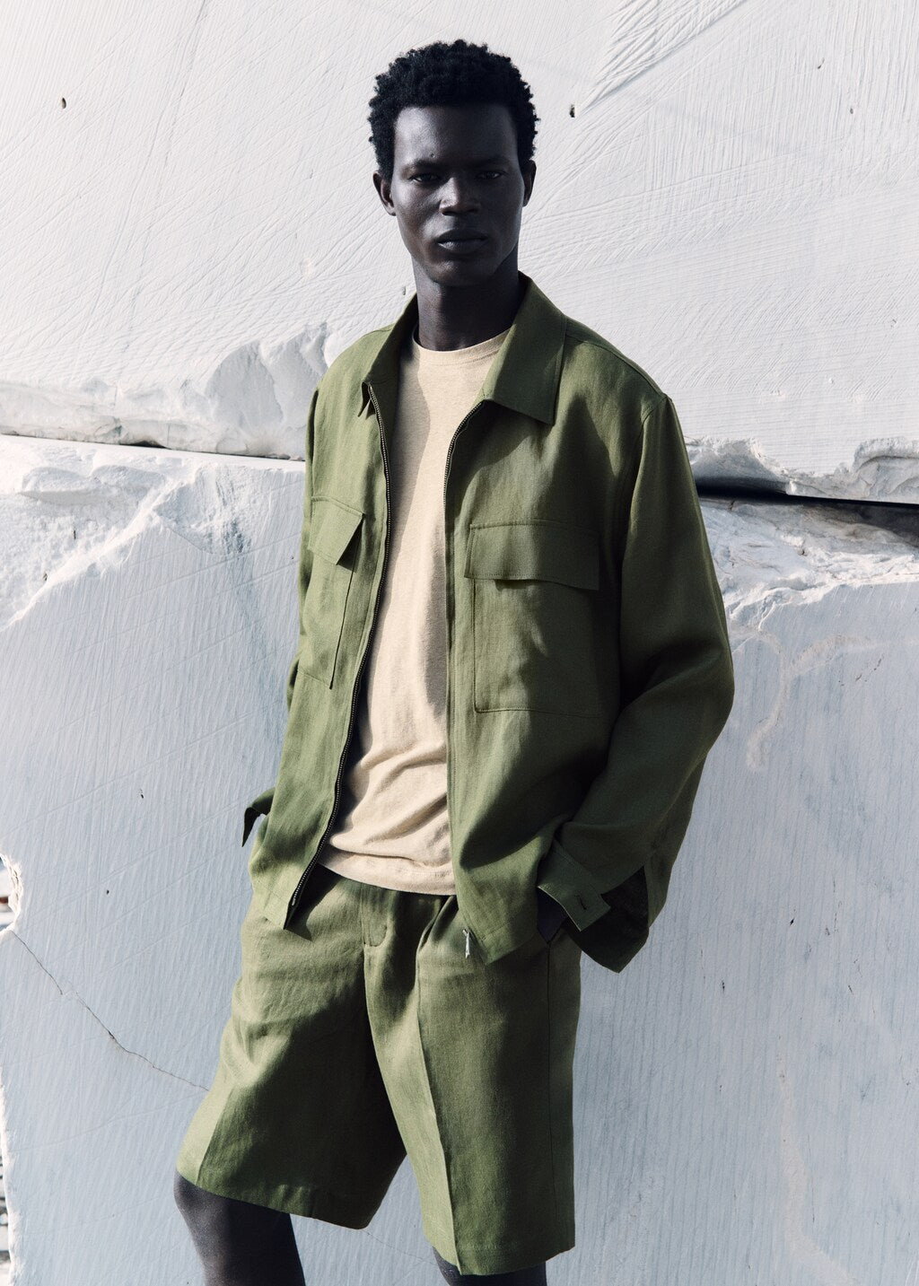 Mango bermudas yorgos in green - D3