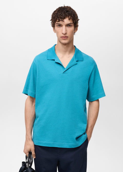 Mango poloshirt rolandp in turquoise