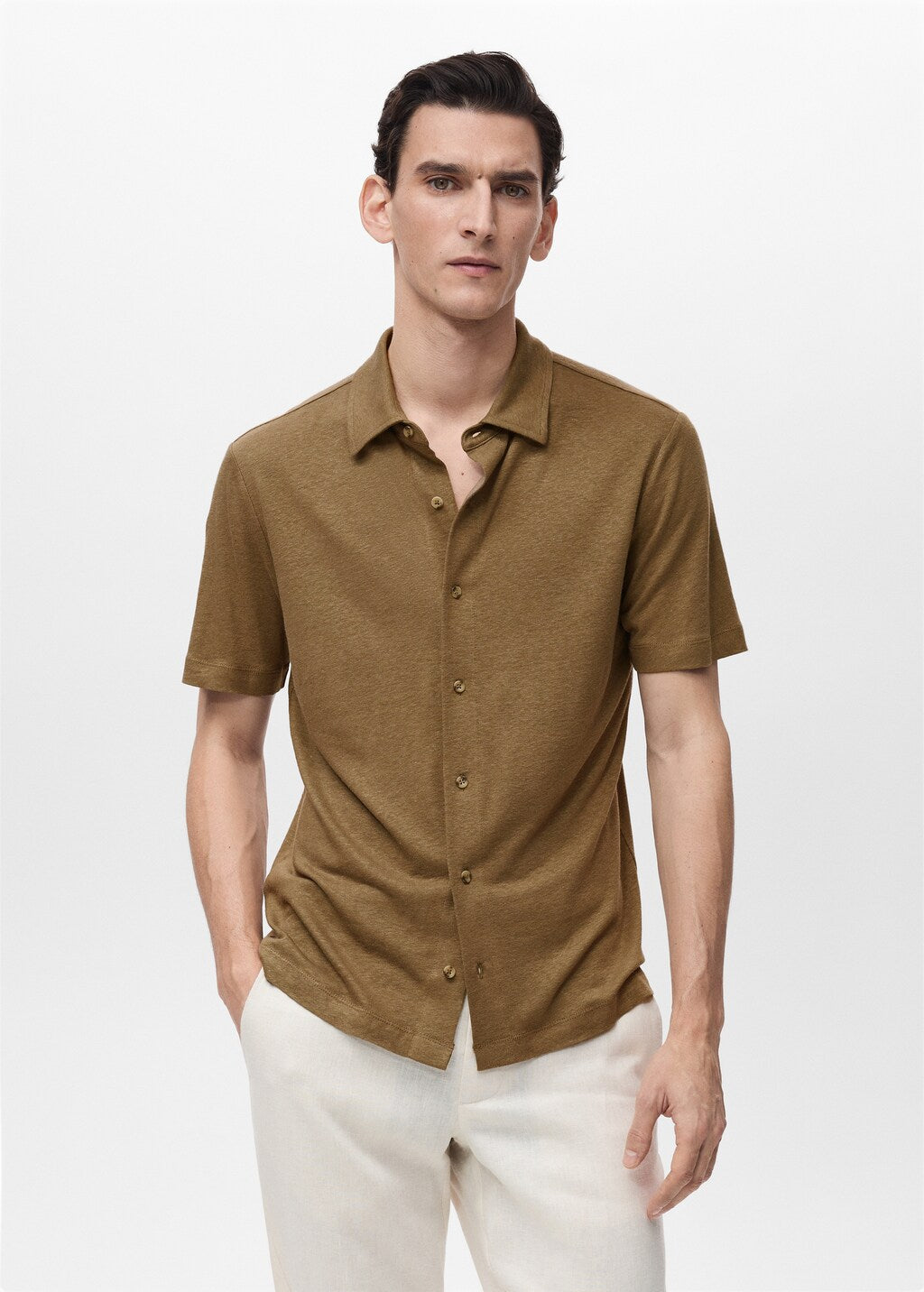 Mango poloshirt ricard in khaki