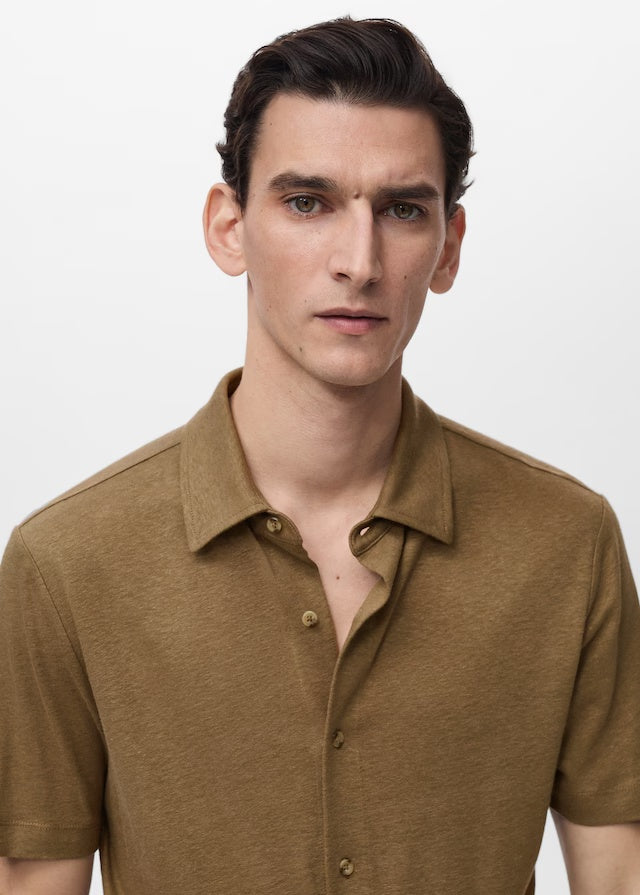 Mango poloshirt ricard in khaki - D1