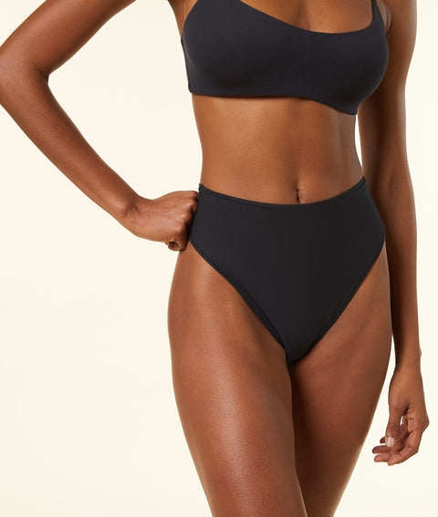 Etam perfect coton - tanga midi in black