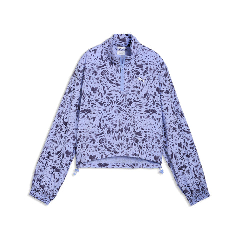 PUMA essentials animal print half-zip jacket women in intense lavender