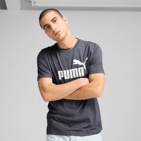 PUMA ESSENTIALS no. 1 logo heather tee in new navy