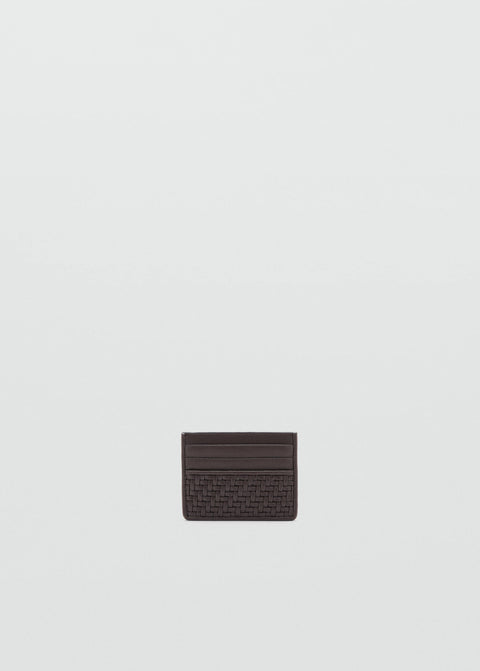 Mango card holder woven in brown