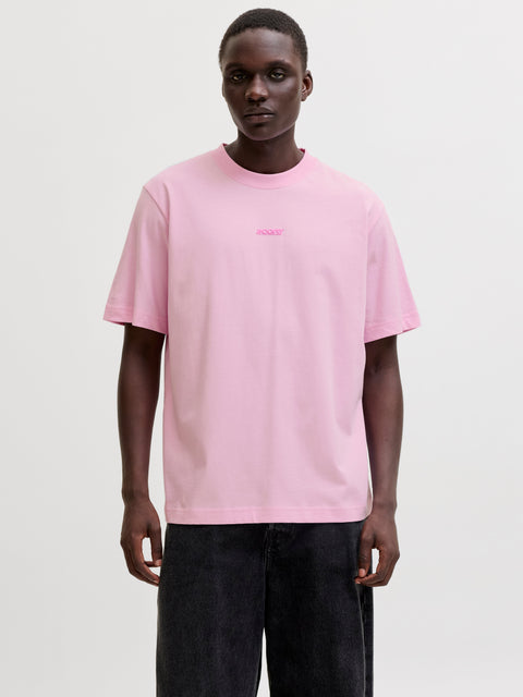 JACK & JONES JCOCLUB back text print tee crew neck in sweet corn
