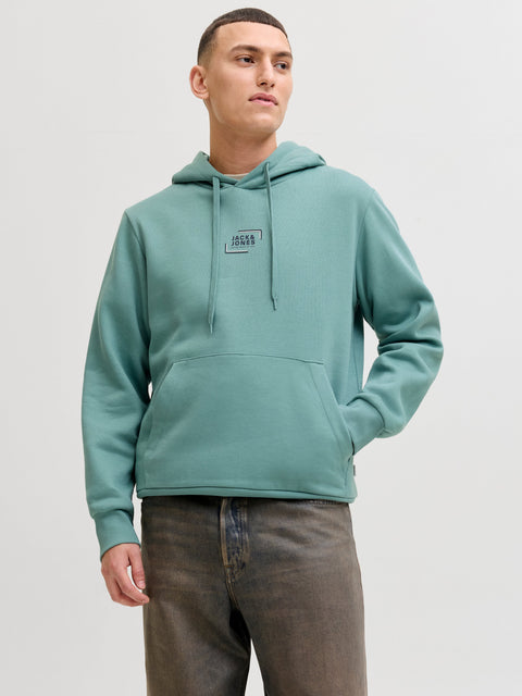 JACK & JONES JJECORP graphic sweat hood in oceanview