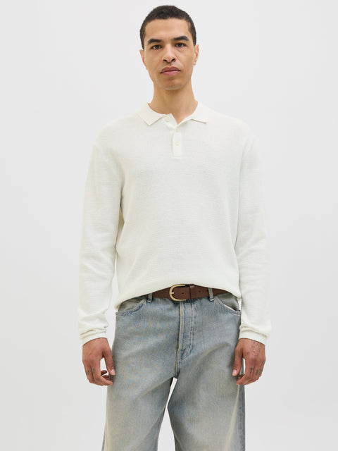 JACK & JONES JJEGEORGE knit polo in coriander w. white