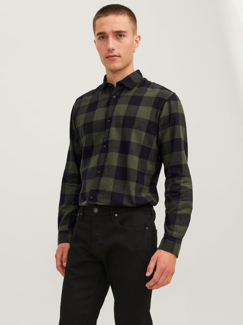 JACK & JONES JJEGINGHAM twill shirt in crockery