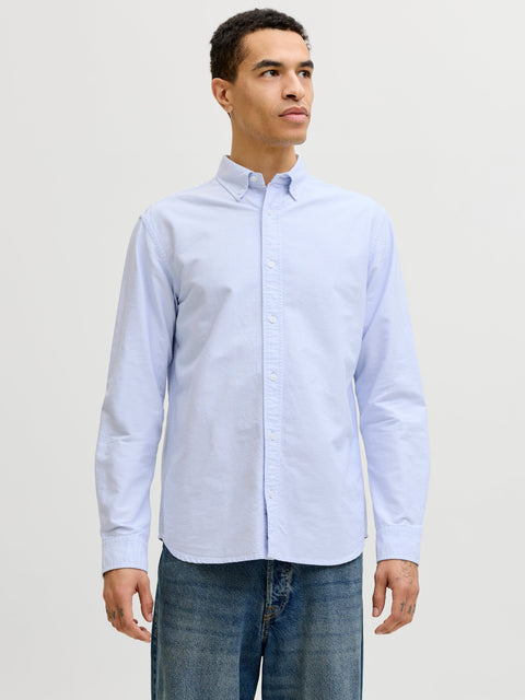 JACK & JONES JJEHARVEY oxford shirt in chambray blue regular fit