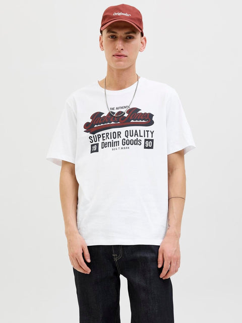 JACK & JONES JJELOGO tee o-neck col in cloud dancer