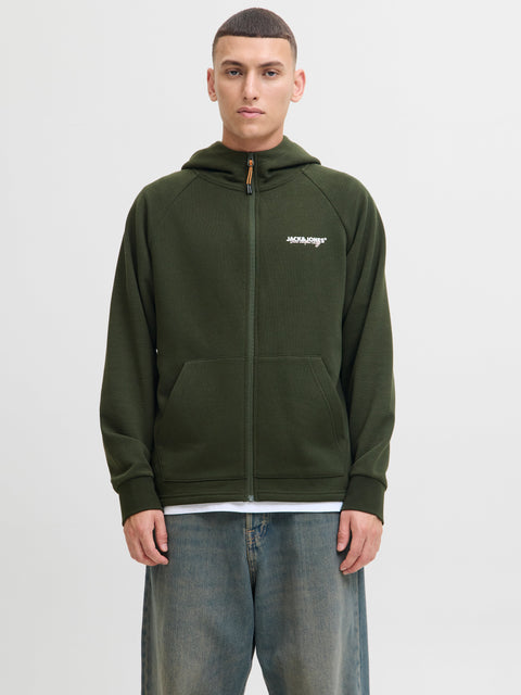 JACK & JONES JJTHATCHER sweat zip hood in duffel bag
