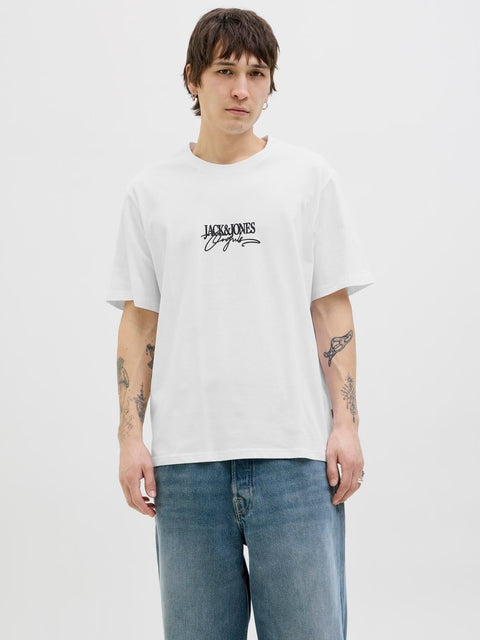 JACK & JONES JORALMERIA branding tee crew neck in bright white