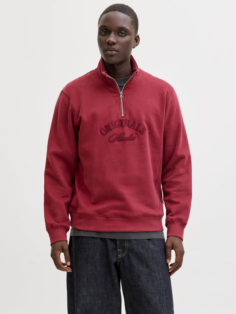 JACK & JONES JORBLEECKER branding sweat high neck in tibetan red org