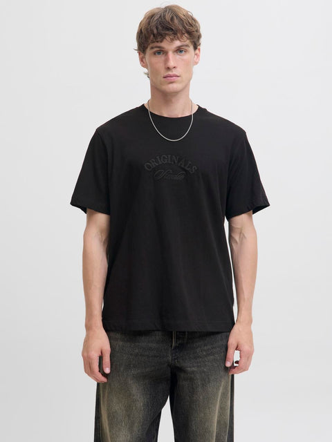 JACK & JONES JORBLEECKER branding tee in black org