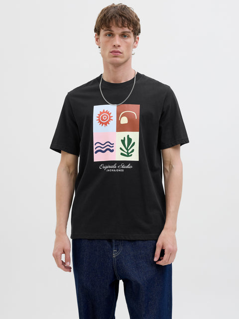 JACK & JONES JORCANGGU front branding tee in black