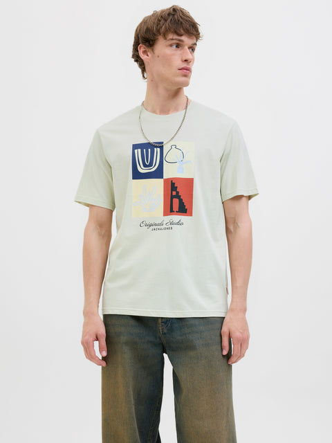 JACK & JONES JORCANGGU front branding tee in celadon tint