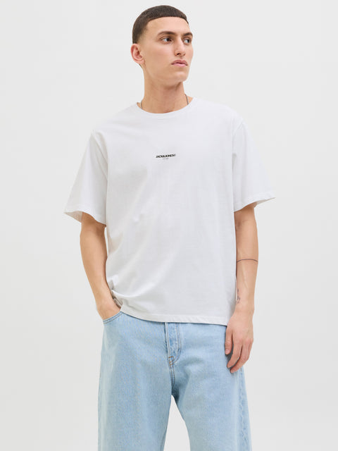 JACK & JONES JORTAVIRA poster tee crew neck in bright white