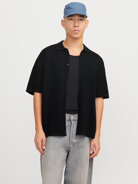 JACK & JONES JORTYLER knit polo in black
