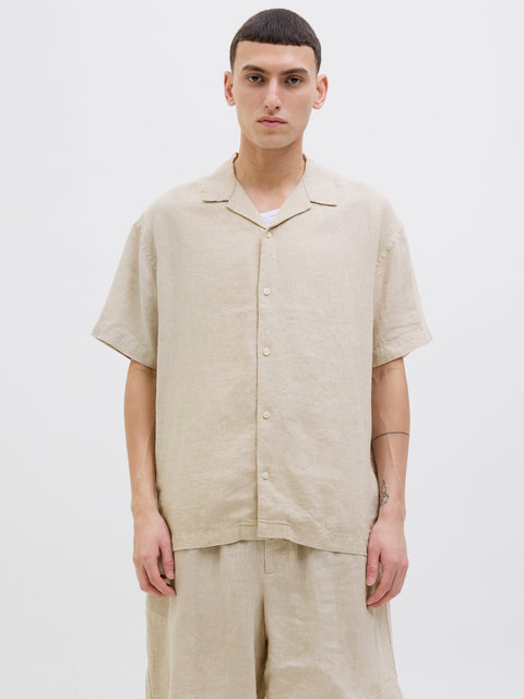 JACK & JONES JPRCCLAWRENCE linen resort shirt in silver lining